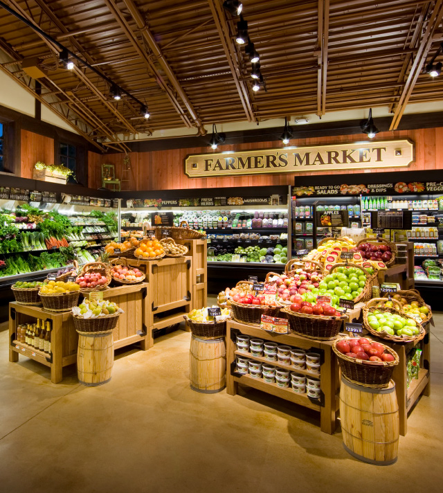 New produce department in grocery store. 