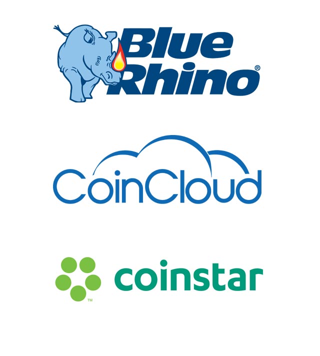 Our partner logos: Blue Rhino, Coin Cloud, Coinstar