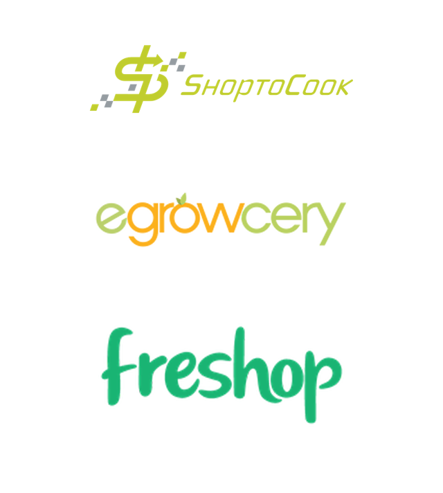 Our partner logos: Shop To Cook, eGrowcery, Freshop