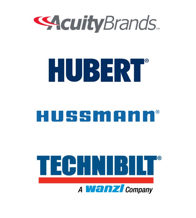 Our partner logos: Acuity Brands, Hubert, Hussmann, Technibilt